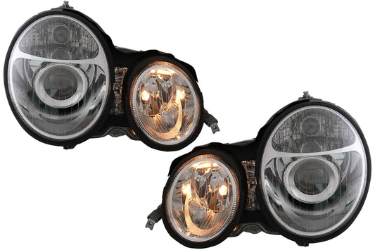 Scheinwerfer für Mercedes E Klasse W210 1995-1998 HID Look Linse Chrom CarPartsTuning