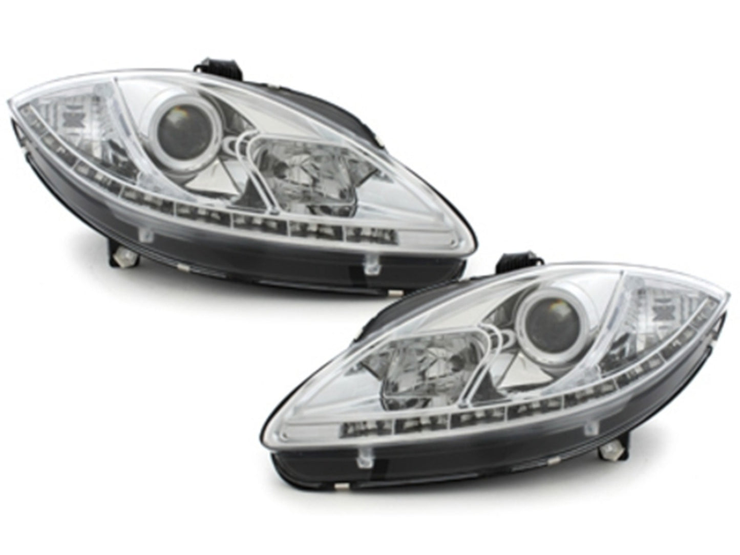 Scheinwerfer für SEAT Leon 1P1 2005-2009 LED DRL Tagfahrlicht Optik Chrom- CarPartsTuning