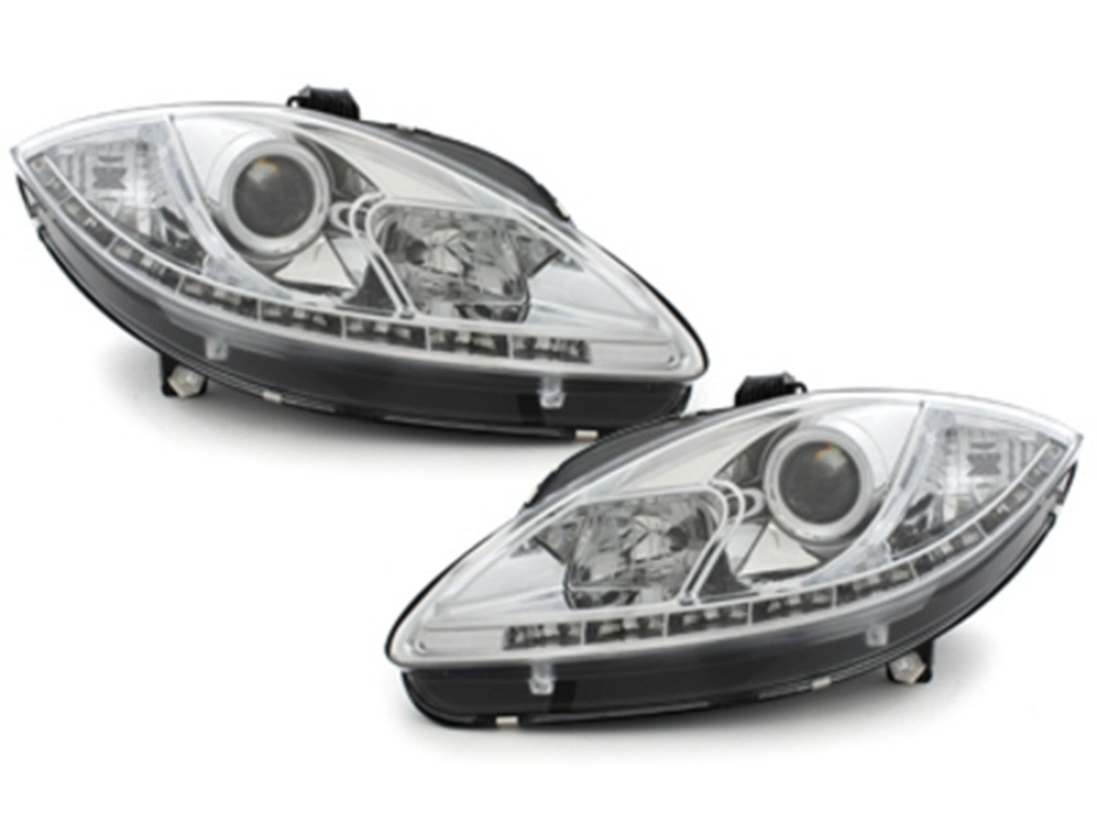 Scheinwerfer für SEAT Leon 1P1 2005-2009 LED DRL Tagfahrlicht Optik Chrom- CarPartsTuning