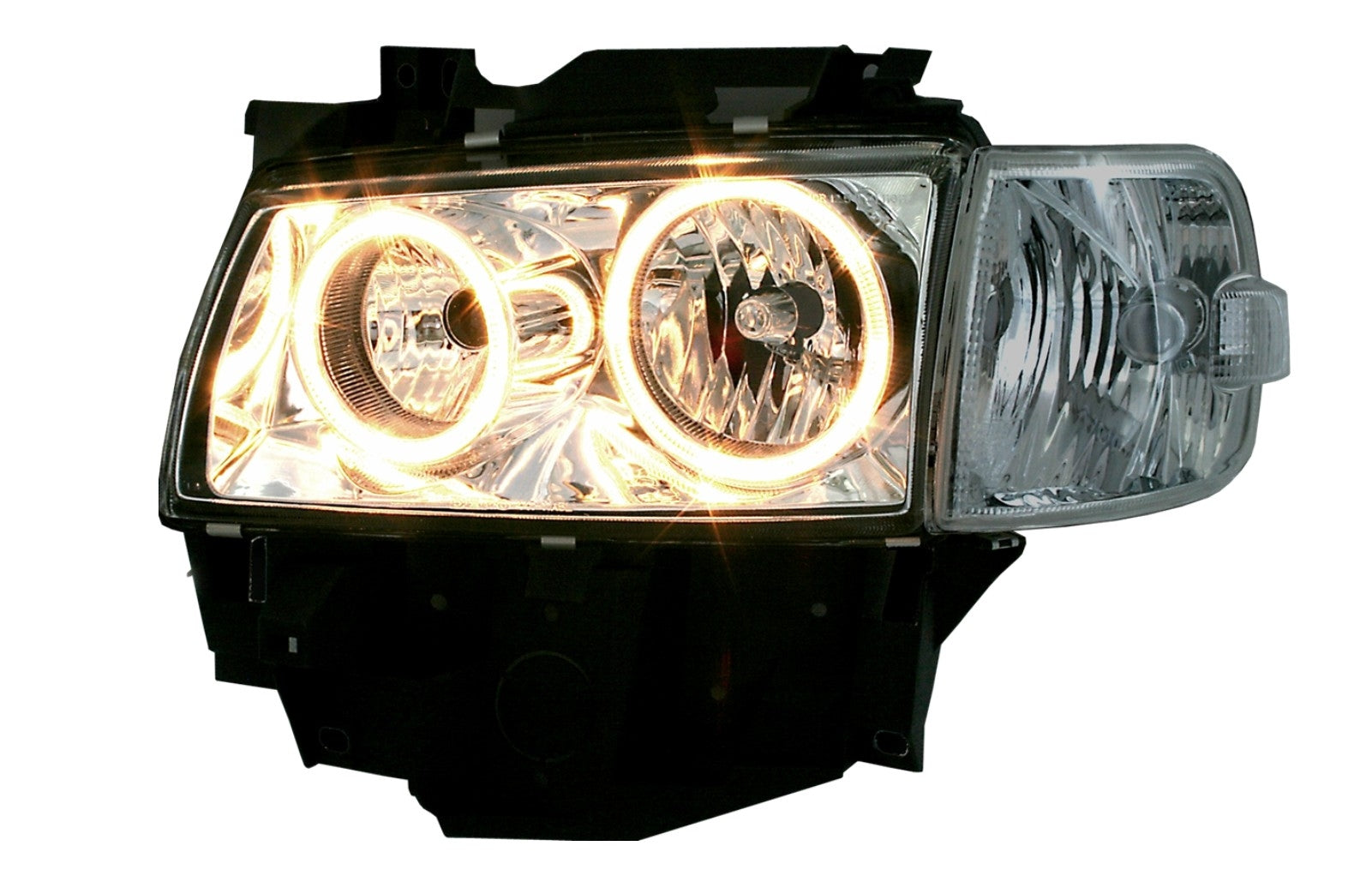 Scheinwerfer für VW T4 1997-08.2003 Headlamp 2 Halo Rims Schwarz- CarPartsTuning